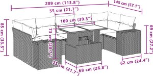 vidaXL 8-cz. zestaw wypoczynkowy do ogrodu, z poduszkami, czarny 10