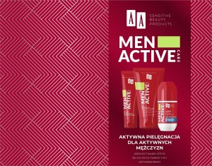 AA_SET Men Active antyperspirant roll-on 50ml + krem do twarzy 50ml + peeling do twarzy 150ml 1