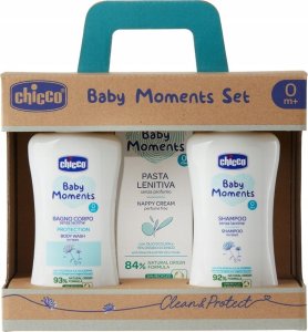 CHICCO_SET Baby Moments płyn do kąpieli 200ml + szampon 200ml + krem 100ml 1