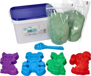 Jokomisiada Zestaw - piasek kinetyczny ColorSand 2kg miętowy + foremki i łopatka 1