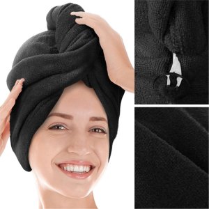 Spod Igły i Nitki Turban 63 x 24 Ręcznik Active Mikrofibra Czarny 1