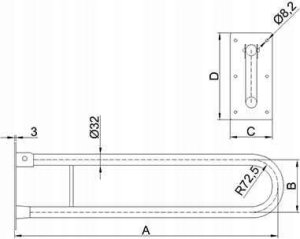 UUWC-6 INOX / CORRADOMED / UCHWYT UCHYLNY DO WC INOX 600MM FI32 2