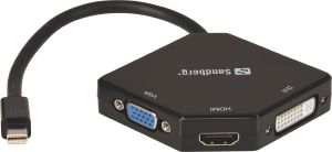 Adapter AV Sandberg DisplayPort Mini - HDMI - VGA - DVI czarny (509-12) 1