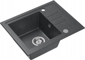 Zlewozmywak BEN 116 granitowy Black  ze stalowym syfonem i zaślepką 2