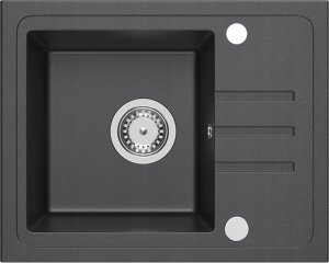 Zlewozmywak BEN 116 granitowy Black  ze stalowym syfonem i zaślepką 3