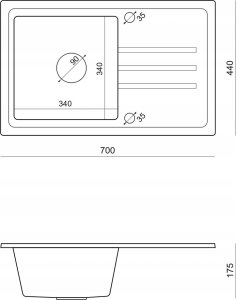 Zlewozmywak Ben 111 - granitowy, 70x44x17.5cm, beżowy + bateria (HCB7044BEZK_3623500_BE_OPK) 4