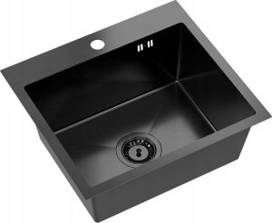 Zlewozmywak QUADRON LUKE 100 zlewozmywak stalowy black metal (50x45x20) z syfonem 1-komorowy b/o + bateria z elastyczną wylewką black metal 3