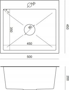 Zlewozmywak QUADRON LUKE 100 zlewozmywak stalowy black metal (50x45x20) z syfonem 1-komorowy b/o + bateria z elastyczną wylewką black metal 5