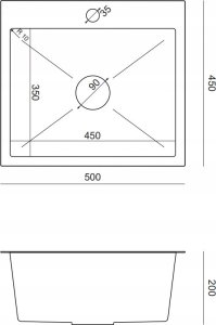Zlewozmywak Luke 100 - stalowy, 50x45x20cm + bateria z elastyczną wylewką (ZH5045BS_3323503BL) 4