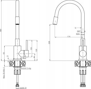 Zlewozmywak Luke 100 - stalowy, 50x45x20cm + bateria z elastyczną wylewką (ZH5045BS_3323503BL) 6