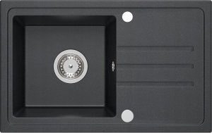 Zlewozmywak BEN 111 zlewozmywak granitowy black dotted 70x44 z czarną baterią ze stałą wylewką, ze stalowym syfonem i zaślepką 3