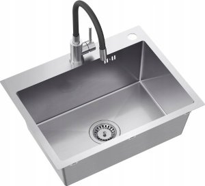 Zlewozmywak QUADRON LUKE 110 WORKSTATION zlewozmywak stalowy (58x45x20) z syfonem 1-komorowy b/o + Qmata + Wkładka + Dozownik + Deska + bateria z elastyczną wylew 4
