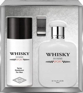 SET EVAFLOR Whisky Homme Sport EDT spray 100ml + DEO spray 150ml + CLIP 1