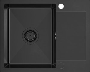 Zlewozmywak QUADRON LUKE 116 zlewozmywak stalowy black metal (60x48x20) z syfonem 1-komorowy z/o + bateria z elastyczną wylewką black metal 3