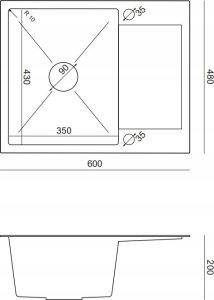 Zlewozmywak QUADRON LUKE 116 zlewozmywak stalowy black metal (60x48x20) z syfonem 1-komorowy z/o + bateria z elastyczną wylewką black metal 4