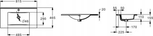 Umywalka A3272A4000 / ROCA / HEBE / UMYWALKA MEBLOWA SLIM UNIK 815X465X20 / DO KOMPLETACJI KWADRO, ROMA, REEF, CLAUDIA 2