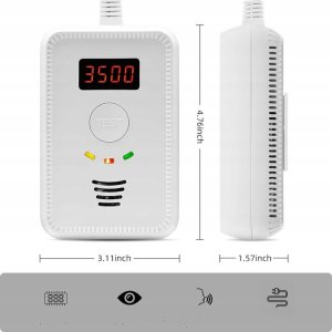 czujnik detektor gazu ziemnego metanu i co tlenku węgla czadu, alarm 85 db 5