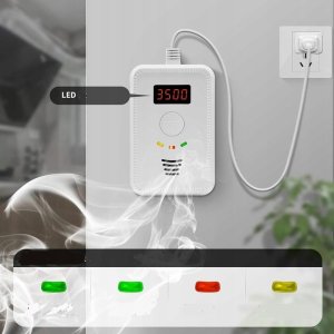 czujnik detektor gazu ziemnego metanu i co tlenku węgla czadu, alarm 85 db 6