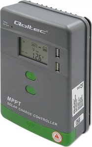 Ładowarka solarna Qoltec Solarny regulator ładowania MPPT z czujnikiem temperatury  20A | 12V / 24V | LCD | 2 x USB 1