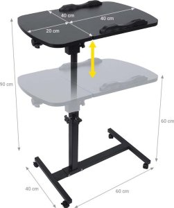 NN D2 regulowany stolik przyłóżkowy na kółkach pod laptop 7