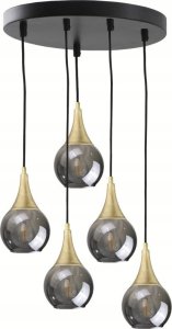 Lampa wisząca Keter Lighting Lampa wisząca 5xE27 LACRIMA SMOKY/GOLD 1