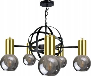 Lampa wisząca Keter Lighting Żyrandol 5xE27 PLANET BLACK/GOLD 1