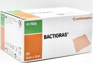 Zarys BACTIGRAS 5 x 5cm 50 szt. Opatrunek parafinowy nasączony chlorheksydyntyną 1