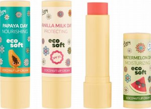 ECOSOFT_Lippy Day kokosowy krem do ust Papaya 4,8g 4
