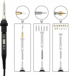 Rosfix ZESTAW KOŃCÓWEK GROTÓW 30W1 DO WYPALANIA DREWNA PIROGRAFII + ADAPTER 900M 1