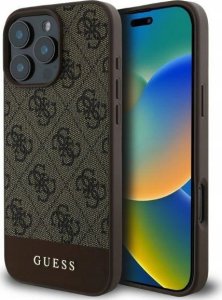 Guess GUESS futerał do IPHONE 16 Pro Max GUHCP16XG4GLBR (PC/TPU 4G PU Bottom Stripe) brązowy 1