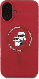 Karl Lagerfeld KARL LAGERFELD futerał do IPHONE 16 Plus kompatybilny z MagSafe KLHMP16MSCMKCRHR (Silicone KC Body Ring) czerwony 3