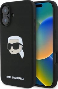 Karl Lagerfeld KARL LAGERFELD futerał do IPHONE 16 kompatybilny z MagSafe KLHMP16SSKHPPLK (Sil KL Head Print) czarny 1