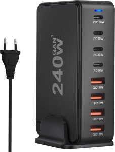 Ładowarka Reagle SZYBKA ŁADOWARKA GaN 240W PD 4x USB C 4x QC 3.0 DO LAPTOPA IPHONE 100W MAC 1