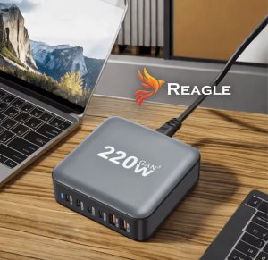 Zasilacz do laptopa Reagle SZYBKA ŁADOWARKA GaN 220W PD 4x USB C 2x QC 3.0 DO LAPTOPA IPHONE 100W MAC 6
