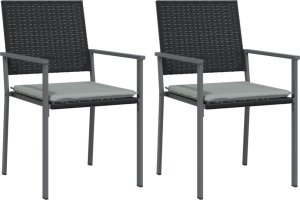 vidaXL vidaXL Krzesła ogrodowe z poduszkami, 2 szt., czarne, 54x62,5x89 cm 2