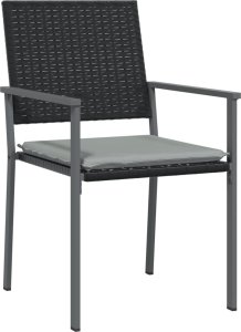 vidaXL vidaXL Krzesła ogrodowe z poduszkami, 2 szt., czarne, 54x62,5x89 cm 3