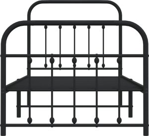 vidaXL vidaXL Metalowa rama łóżka z wezgłowiem i zanóżkiem, czarna, 90x190 cm 6