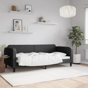 vidaXL vidaXL Sofa z funkcją spania, czarna, 90x200 cm, obita tkaniną 1