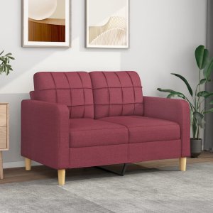 vidaXL vidaXL Sofa 2-osobowa, winna czerwień, 120 cm, tapicerowana tkaniną 1