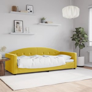 vidaXL vidaXL Sofa z funkcją spania, żółta, 80x200 cm, obita aksamitem 1