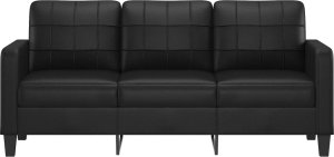 vidaXL 3-osobowa sofa, czarna, 180 cm, obita sztuczną skórą 3
