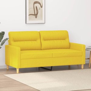 vidaXL vidaXL Sofa 2-osobowa, jasnożółta, 140 cm, tapicerowana tkaniną 1