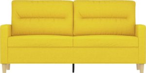 vidaXL vidaXL Sofa 2-osobowa, jasnożółta, 140 cm, tapicerowana tkaniną 3