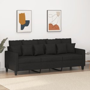 vidaXL Sofa 3-osobowa, czarna, 180 cm, tapicerowana tkaniną 1