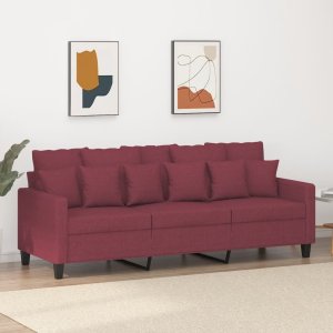 vidaXL vidaXL Sofa 3-osobowa, winna czerwień, 180 cm,tapicerowana tkaniną 1