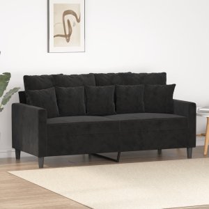 vidaXL vidaXL Sofa 2-osobowa, czarna, 140 cm, tapicerowana aksamitem 1