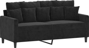 vidaXL vidaXL Sofa 2-osobowa, czarna, 140 cm, tapicerowana aksamitem 2