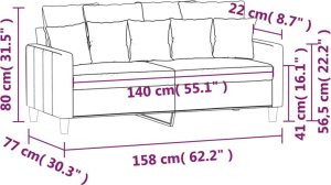vidaXL vidaXL Sofa 2-osobowa, czarna, 140 cm, tapicerowana aksamitem 8