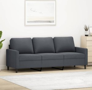 vidaXL vidaXL Sofa 3-osobowa, ciemnoszara, 180 cm, obita aksamitem 1