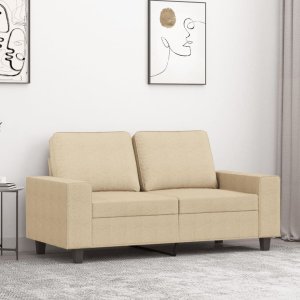 vidaXL vidaXL 2-osobowa sofa, kremowa, 120 cm, tapicerowana tkaniną 1